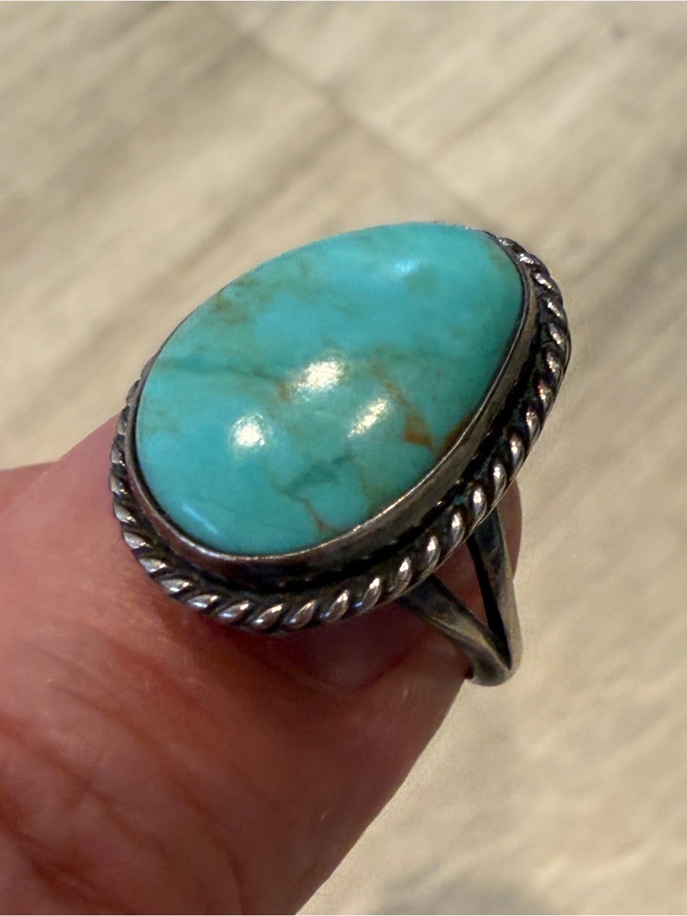 Vintage Navajo Sterling Silver Turquoise Ring 925 sz 6.5 Cripple Creek? Royston? - Picture 6 of 16